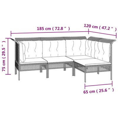 vidaXL 8 részes szürke polyrattan kerti ülőgarnitúra párnákkal