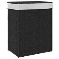 vidaXL fekete polyrattan szennyeskosár fedéllel 46x33x60 cm