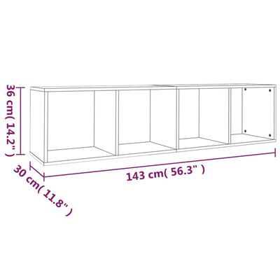 vidaXL füstös tölgy színű szerelt fa könyv-/TV-szekrény 36x30x143 cm