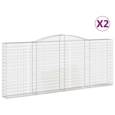 vidaXL 2 db íves horganyzott vas gabion kosár 400x30x160/180 cm