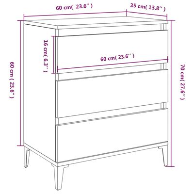 vidaXL füstös tölgy színű szerelt fa tálalószekrény 60 x 35 x 70 cm