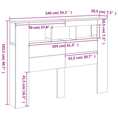 vidaXL fehér szerelt fa LED-es fejtámla 140x18,5x103,5 cm