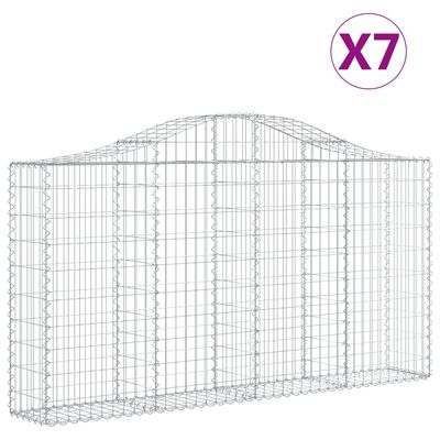 vidaXL 7 db íves horganyzott vas gabion kosár 200x30x100/120 cm