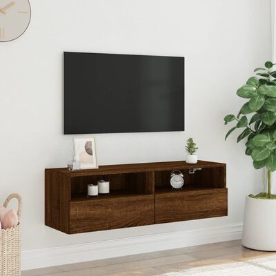 vidaXL barna tölgyszínű szerelt fa fali TV-szekrény 100 x 30 x 30 cm