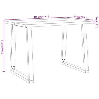 vidaXL tömör akácfa étkezőasztal természetes éllel 110 x 70 x 75 cm