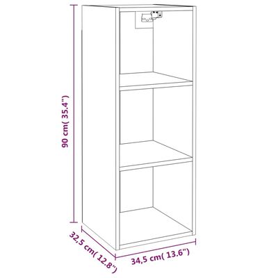 vidaXL betonszürke szerelt fa faliszekrény 34,5 x 32,5 x 90 cm