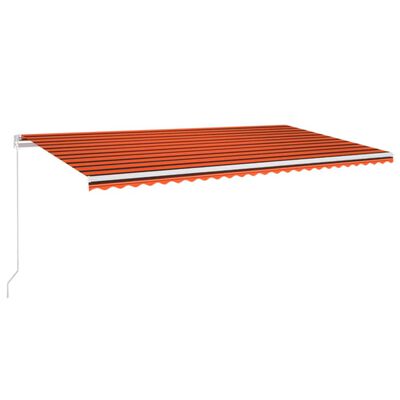 vidaXL narancs és barna kézzel kihúzható LED-es napellenző 600x350 cm