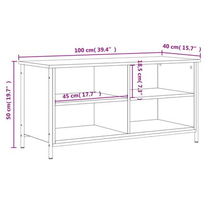 vidaXL szürke sonoma színű szerelt fa TV-szekrény 100x40x50 cm