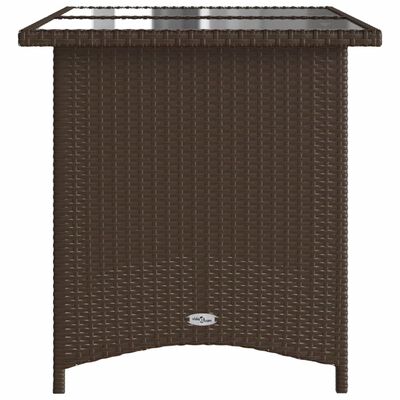 vidaXL barna polyrattan üveglapos kerti asztal 110x68x70 cm