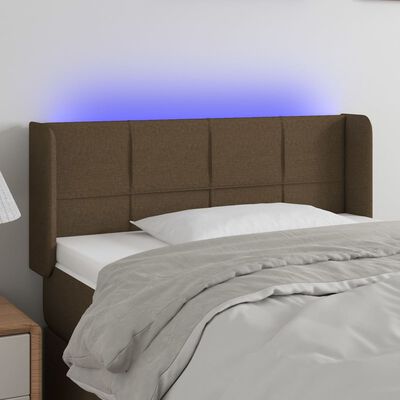 vidaXL sötétbarna szövet LED-es fejtámla 93 x 16 x 78/88 cm