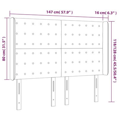 vidaXL fekete bársony LED-es fejtámla 147x16x118/128 cm