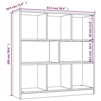 vidaXL szürke sonoma színű szerelt fa könyvszekrény 97,5x29,5x100 cm