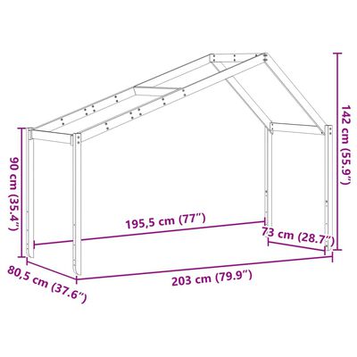 vidaXL viaszbarna tömör fenyőfa gyerekágytető 203 x 80,5 x 142 cm