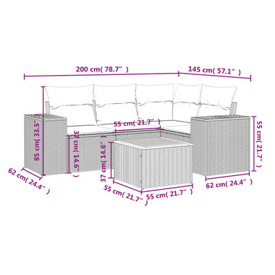 vidaXL 5 részes szürke polyrattan kerti ülőgarnitúra párnákkal