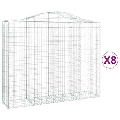 vidaXL 8 db íves horganyzott vas gabion kosár 200x50x160/180 cm