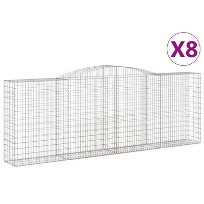 vidaXL 8 db íves horganyzott vas gabion kosár 400x50x140/160 cm