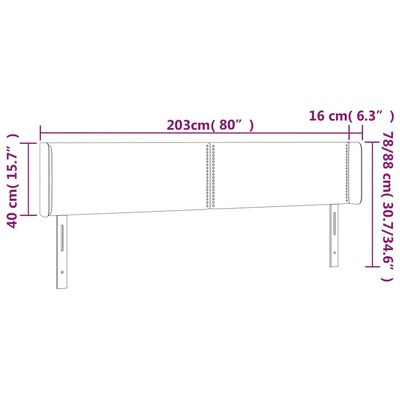 vidaXL rózsaszín bársony LED-es fejtámla 203x16x78/88 cm