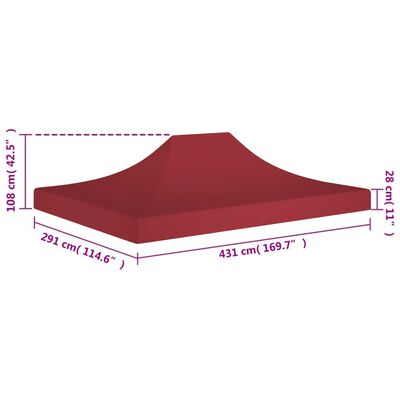 vidaXL burgundi vörös tető partisátorhoz 4,5 x 3 m 270 g/m²