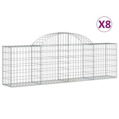 vidaXL 8 db íves horganyzott vas gabion kosár 200x30x60/80 cm