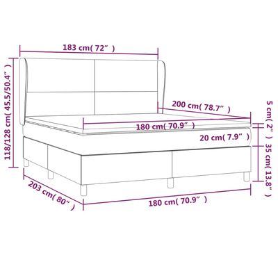 vidaXL cappuccino színű műbőr rugós ágy matraccal 180 x 200 cm