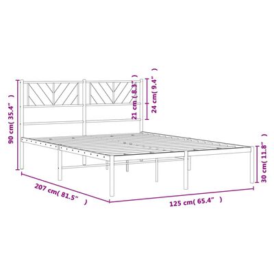 vidaXL fekete fém ágykeret fejtámlával 120 x 200 cm