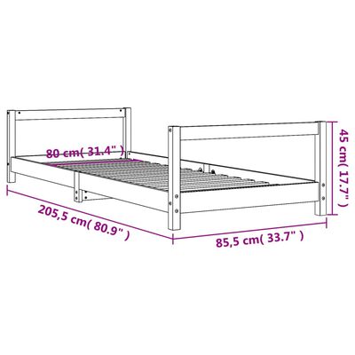 vidaXL fehér tömör fenyőfa gyerekágykeret 80 x 200 cm