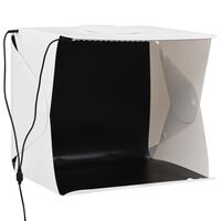 vidaXL fehér műanyag összecsukható softbox LED-lámpával 40x34x37 cm