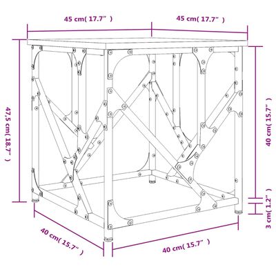 vidaXL szürke sonoma színű szerelt fa dohányzóasztal 45 x 45 x 47,5 cm