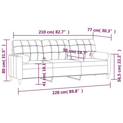 vidaXL 3 személyes sötétszürke szövetkanapé párnákkal 210 cm