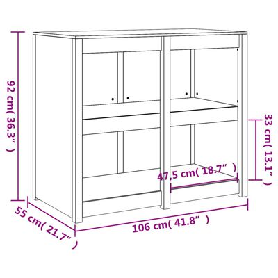 vidaXL fehér tömör fenyőfa kültéri konyhaszekrény 106x55x92 cm