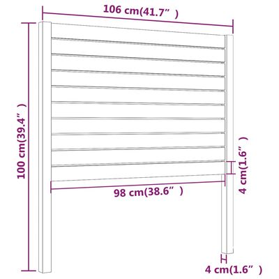 vidaXL fehér tömör fenyőfa ágyfejtámla 106 x 4 x 100 cm