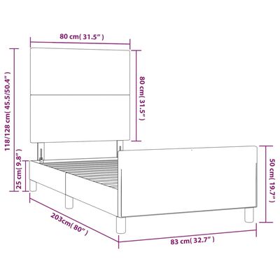 vidaXL szürke műbőr ágykeret fejtámlával 80 x 200 cm