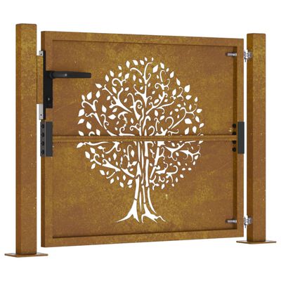 vidaXL rozsdaszínű famintás corten acél kerti kapu 105 x 105 cm