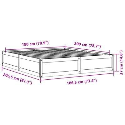 vidaXL fehér tömör fenyőfa ágy matrac nélkül 180 x 200 cm