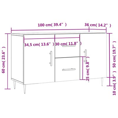 vidaXL barna tölgyszínű szerelt fa tálalószekrény 100 x 36 x 60 cm