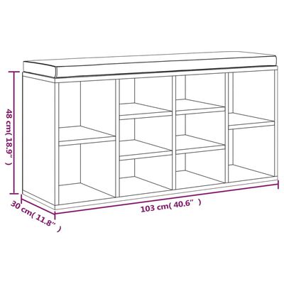 vidaXL betonszürke szerelt fa cipőtároló pad 103 x 30 x 48 cm