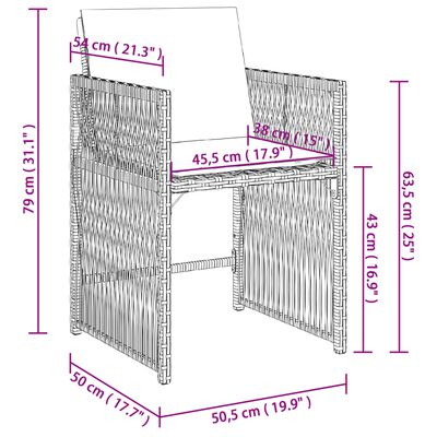 vidaXL 11 részes fekete polyrattan kerti étkezőgarnitúra párnákkal