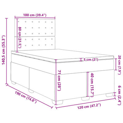 vidaXL sötétszürke bársony rugós ágy matraccal 120x190 cm