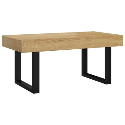 vidaXL világosbarna és fekete MDF és vas dohányzóasztal 90x45x40 cm