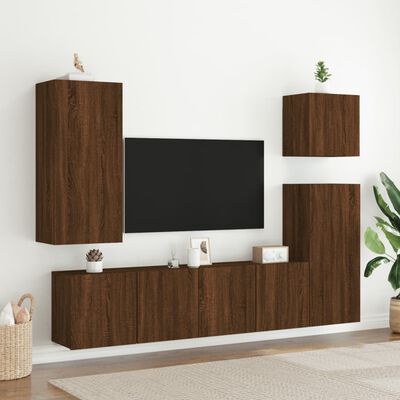 vidaXL 2 db barna tölgy színű falra szerelhető TV-szekrény 80x30x41 cm