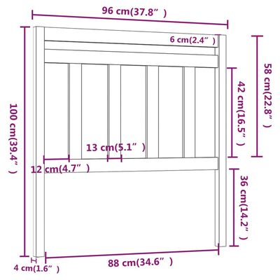 vidaXL tömör fenyőfa ágyfejtámla 96 x 4 x 100 cm