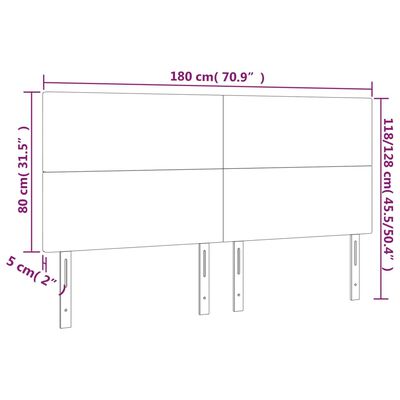 vidaXL cappuccino műbőr LED-es fejtámla 180x5x118/128 cm