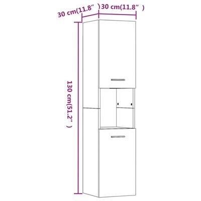 vidaXL szürke sonoma színű szerelt fa fürdőszobaszekrény 30x30x130 cm