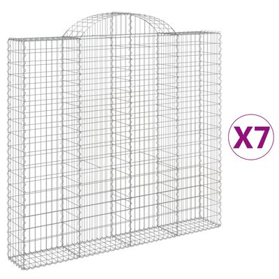 vidaXL 7 db íves horganyzott vas gabion kosár 200x30x180/200 cm