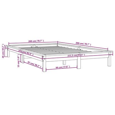 vidaXL mézbarna tömör fenyőfa ágykeret 200 x 200 cm