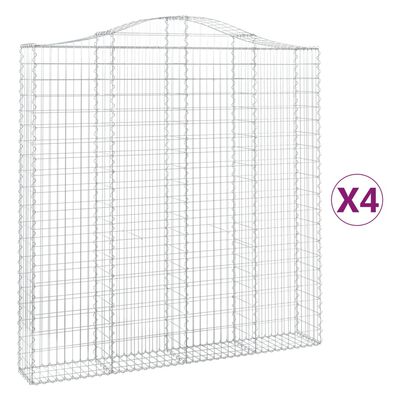 vidaXL 4 db íves horganyzott vas gabion kosár 200x30x200/220 cm