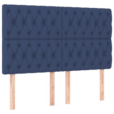 vidaXL kék szövet rugós ágy matraccal 160 x 200 cm