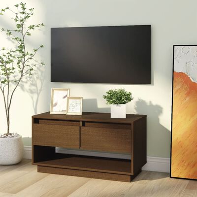 vidaXL mézbarna tömör fenyőfa TV-szekrény 74 x 34 x 40 cm