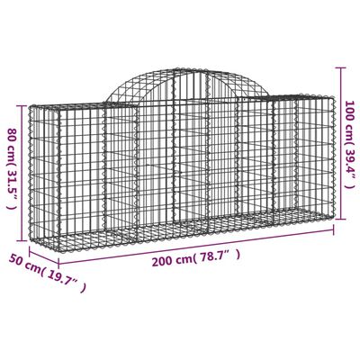 vidaXL 3 db íves horganyzott vas gabion kosár 200x50x80/100 cm