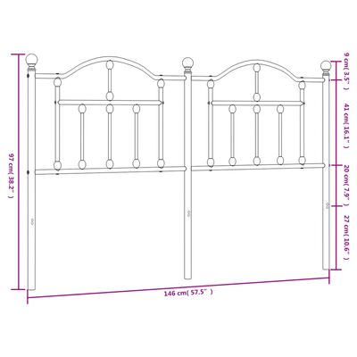 vidaXL fehér fém fejtámla 140 cm